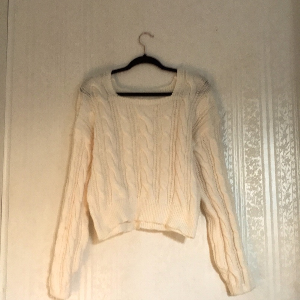 Large beige crop top sweater